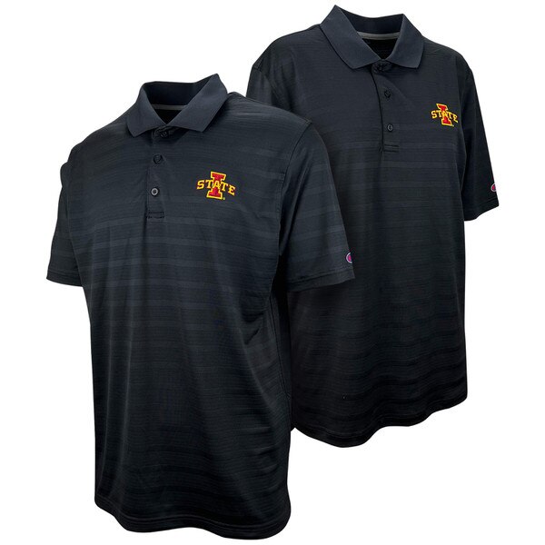Champion® I-State Tonal Stripe Black Polo